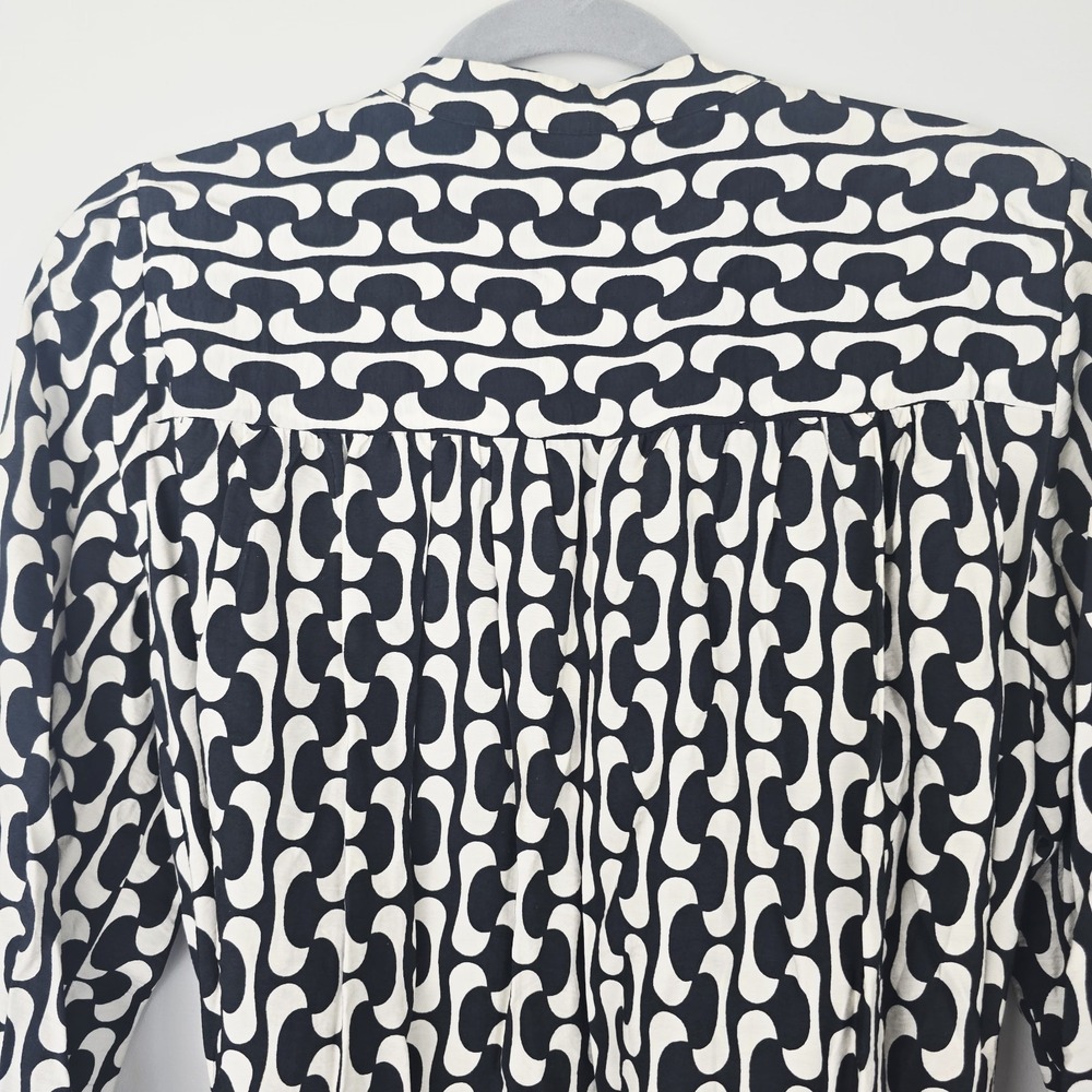 ZARA The Paula Dress Black / Ivory Geometric‎ Print Sz Medium Long Sleeves.D111 - Picture 12 of 14